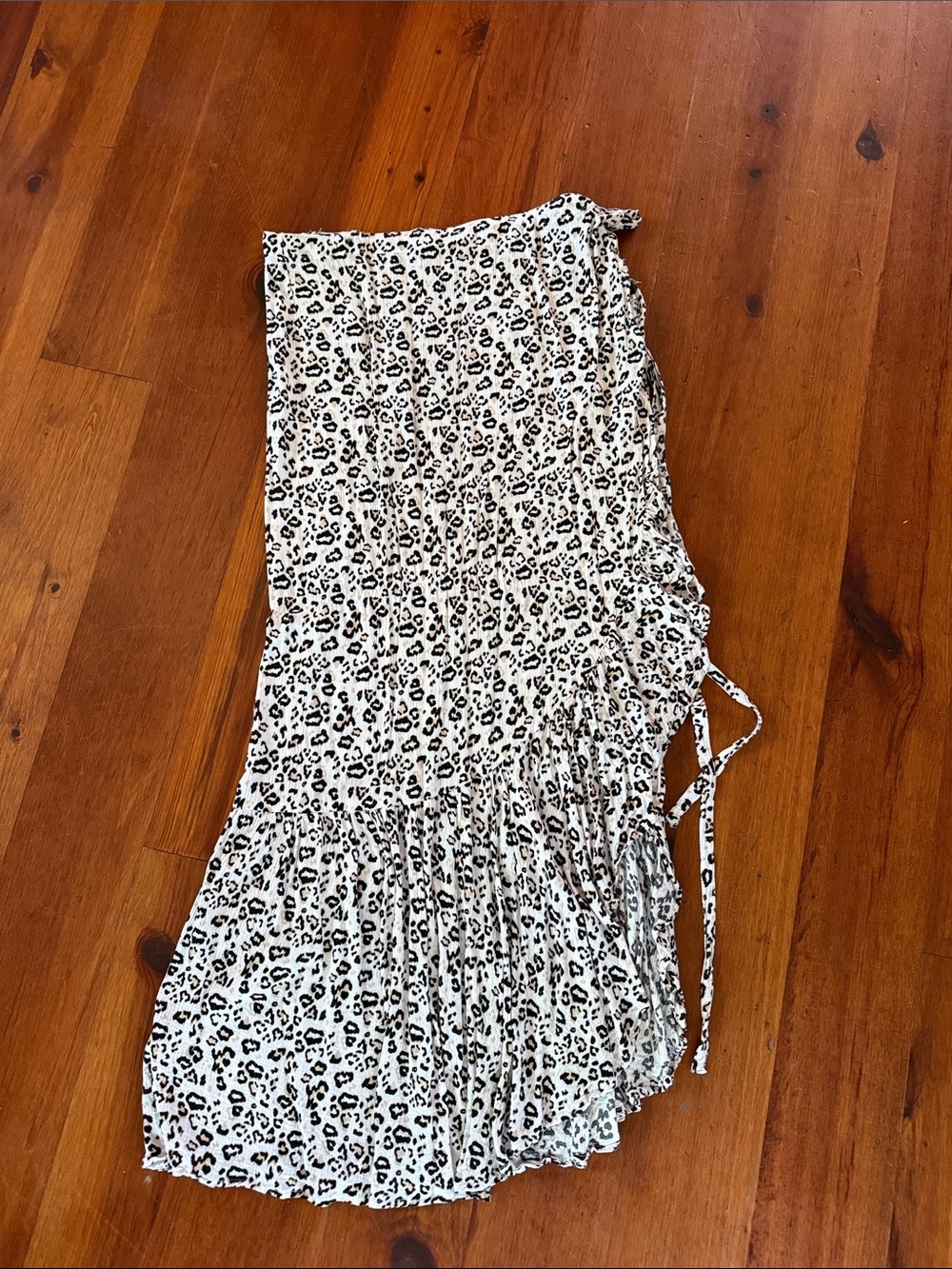 knot sisters Black & White Asymmetrical Leopard Ruffle Skirt